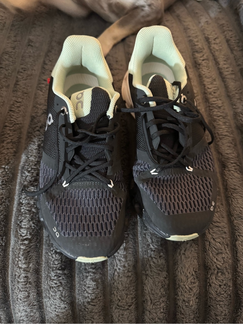 On Running Women's Black Running Shoes with Mint Lining